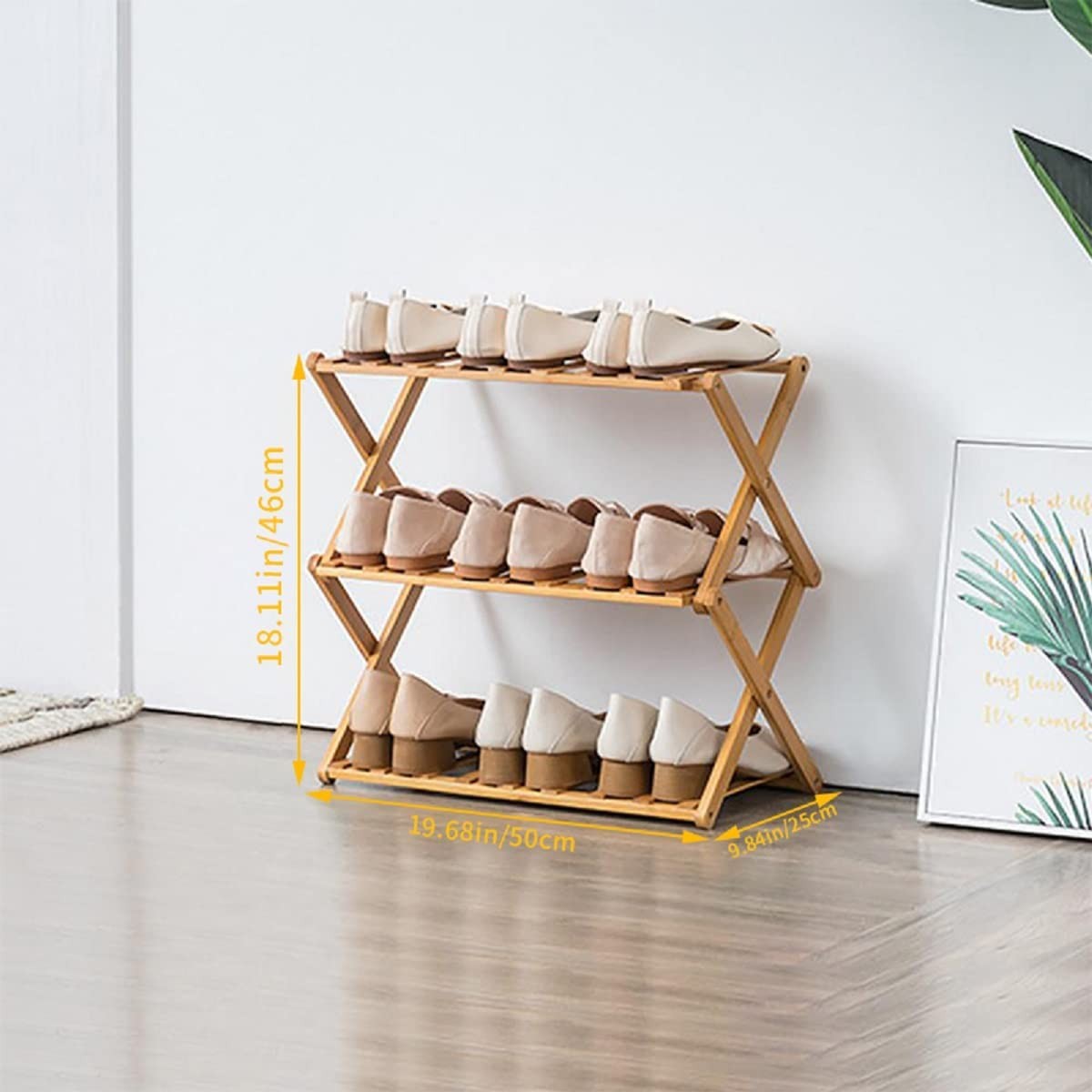 Organizador de zapatos de madera plegable
