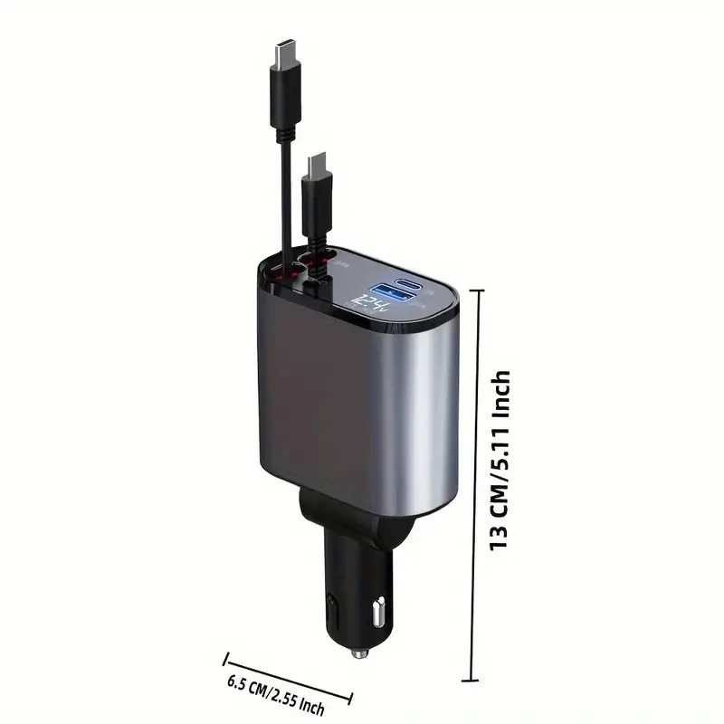 Cargador de coche tipo C de 120 W: adaptador de carga rápida de doble puerto para iPhone, Samsung y Google Pixel