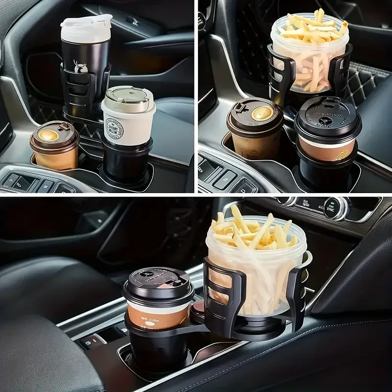 Expansor de portavasos ajustable para coche: portavasos doble con soporte para teléfono y organizador de aromaterapia
