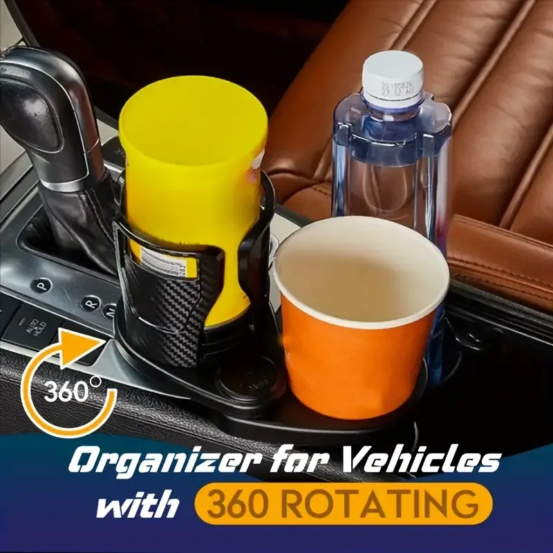 Expansor de portavasos ajustable para coche: portavasos doble con soporte para teléfono y organizador de aromaterapia