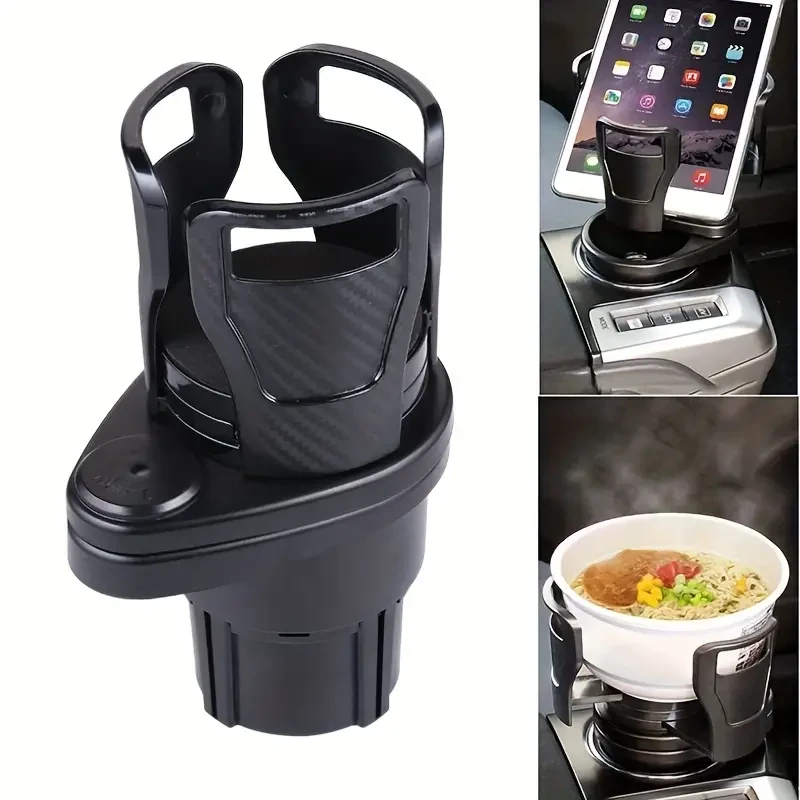 Expansor de portavasos ajustable para coche: portavasos doble con soporte para teléfono y organizador de aromaterapia