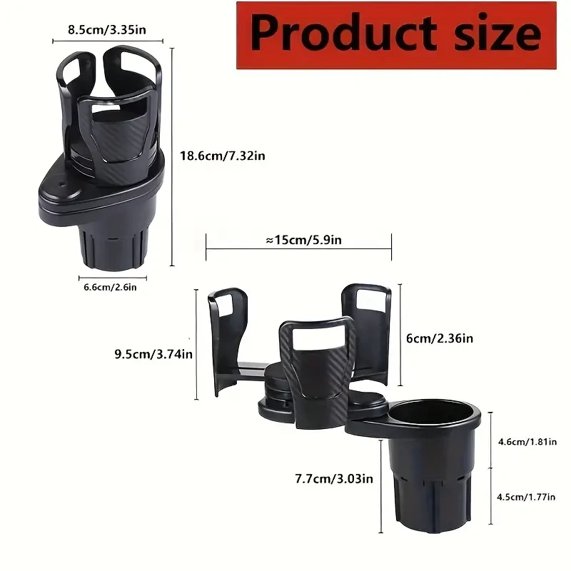 Expansor de portavasos ajustable para coche: portavasos doble con soporte para teléfono y organizador de aromaterapia