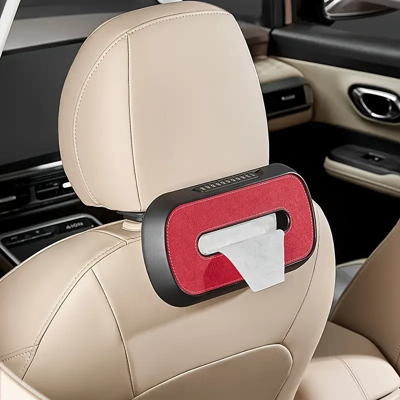 Caja de pañuelos para coche de doble uso con placa de estacionamiento: parasol, asiento y claraboya.