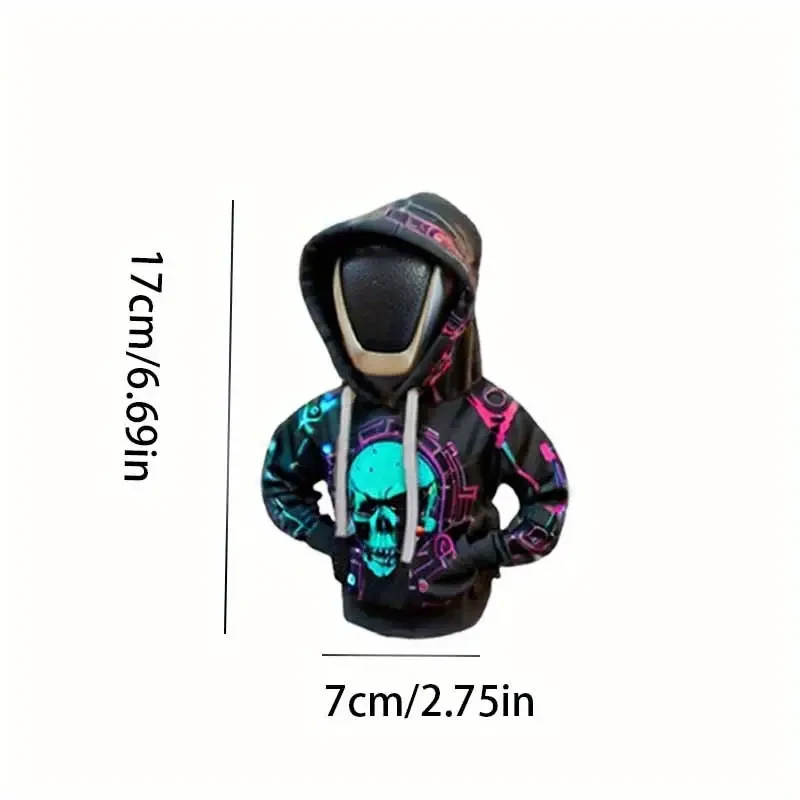 Funda para palanca de cambios de coche con capucha de calavera gótica - Accesorio de poliéster a prueba de polvo