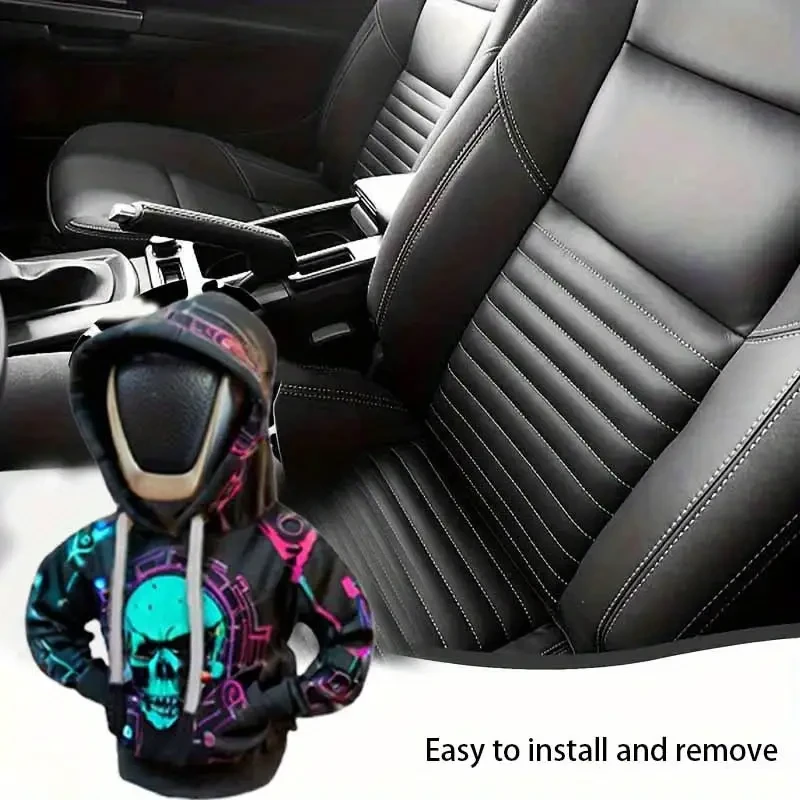 Funda para palanca de cambios de coche con capucha de calavera gótica - Accesorio de poliéster a prueba de polvo