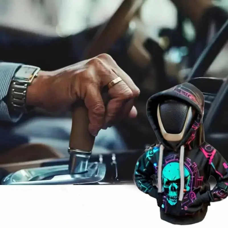 Funda para palanca de cambios de coche con capucha de calavera gótica - Accesorio de poliéster a prueba de polvo