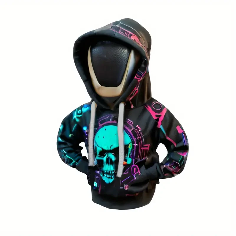 Funda para palanca de cambios de coche con capucha de calavera gótica - Accesorio de poliéster a prueba de polvo