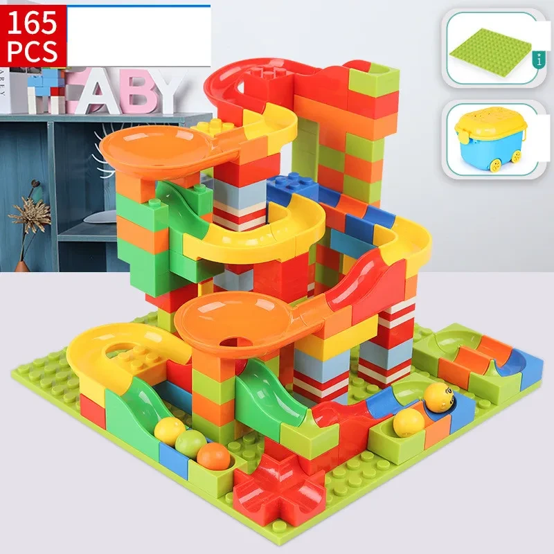 Juego de construcción de tobogán con embudo y bloques pequeños para City Race Run