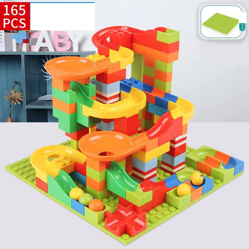 Juego de construcción de tobogán con embudo y bloques pequeños para City Race Run