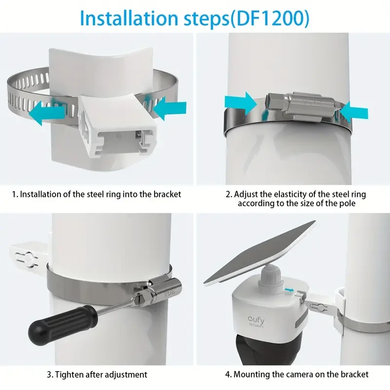 Soporte de montaje en poste para cámara de seguridad solar Eufy Security SoloCam S340 (paquete de 1, blanco)