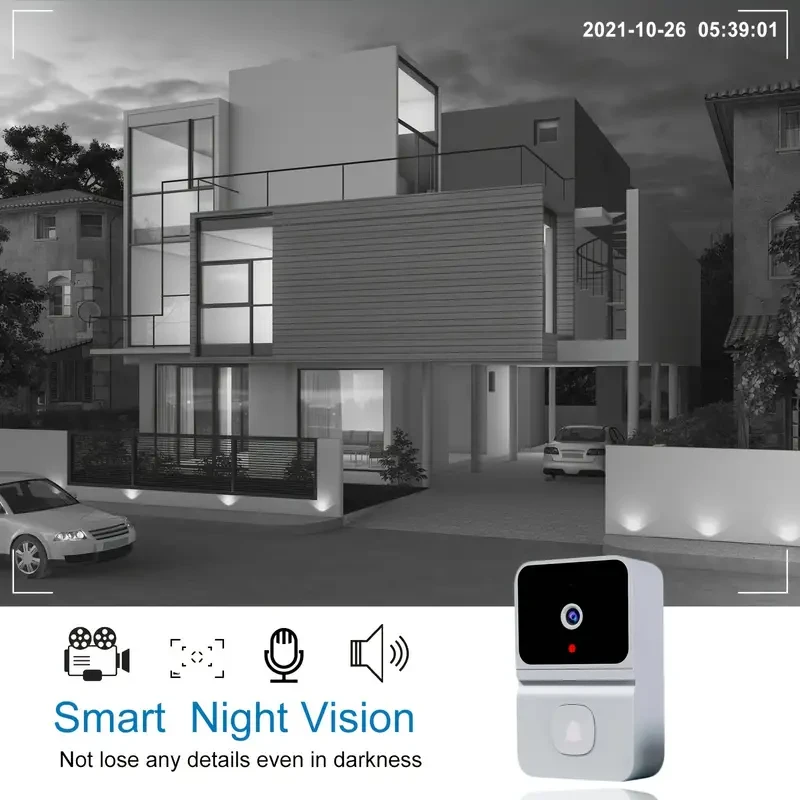 Timbre inteligente WiFi con batería integrada - Videoportero inalámbrico, visión nocturna HD y audio bidireccional