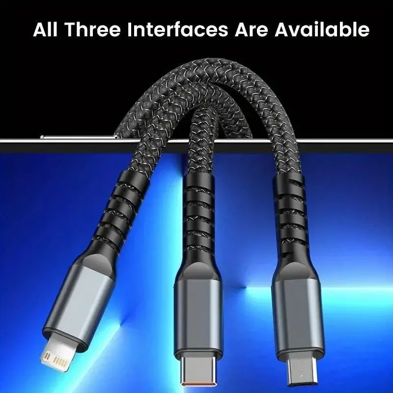 Cable de carga rápida USB-C 3 en 1 de 100 W - Cable de carga micro USB multipuerto para iPhone, Samsung, Xiaomi POCO