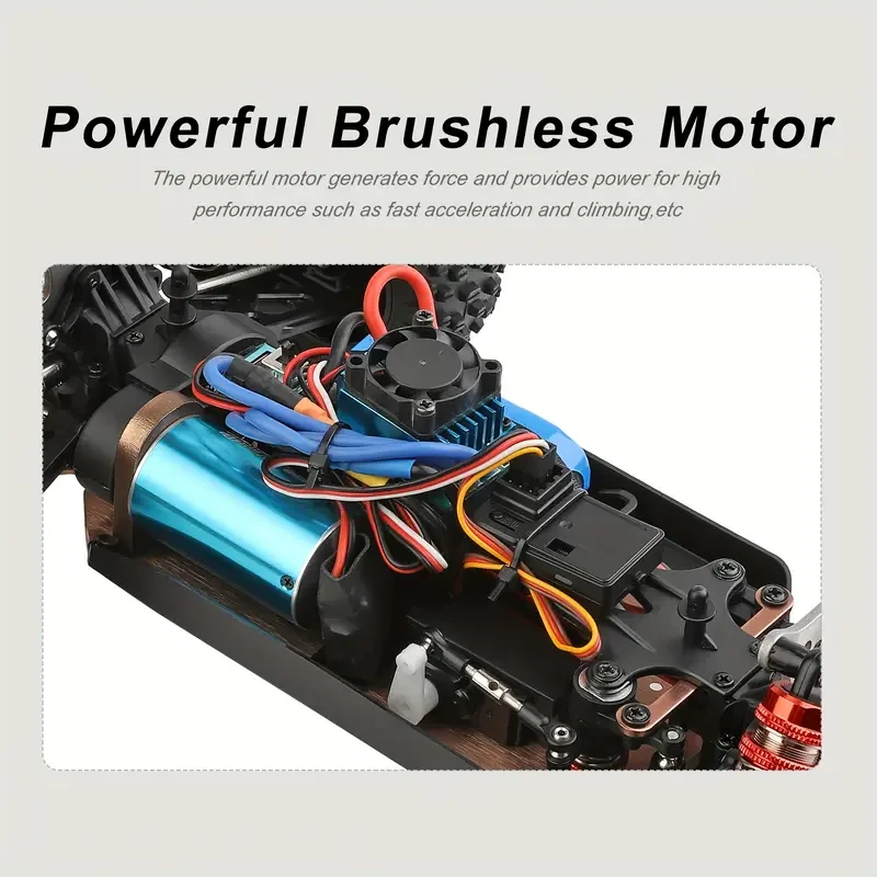 WLtoys XKS 144010 - Coche de control remoto todoterreno de alta velocidad (75 km/h, escala 1/14, 2,4 GHz), 4x4, RTR, con chasis metálico