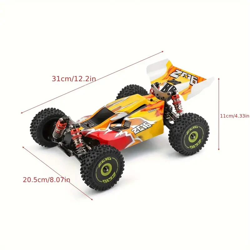 WLtoys XKS 144010 - Coche de control remoto todoterreno de alta velocidad (75 km/h, escala 1/14, 2,4 GHz), 4x4, RTR, con chasis metálico