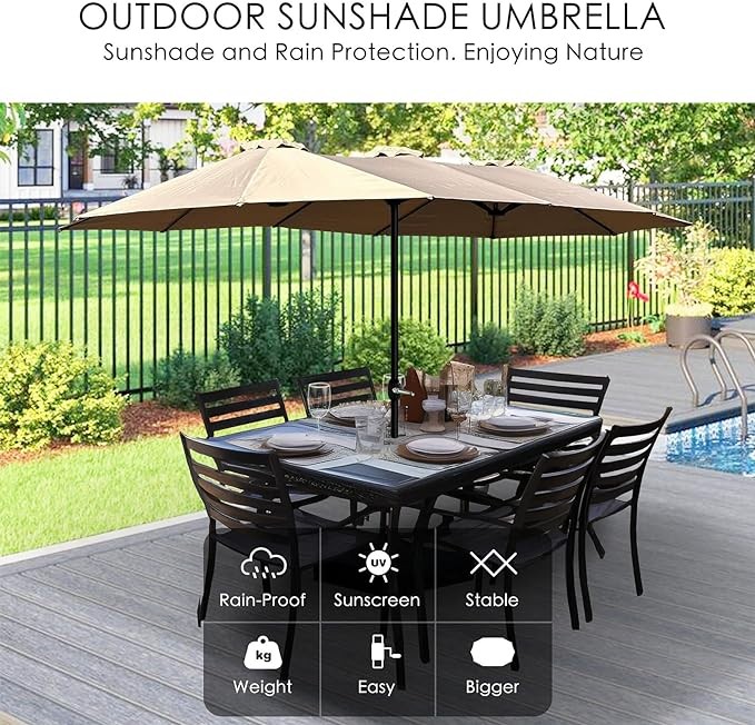 Sombrilla de exterior con doble toldo