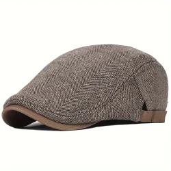 Boina Gatsby vintage de espiga, gorra plana gruesa y cálida