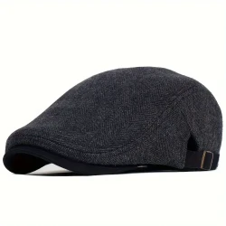 Boina Gatsby vintage de espiga, gorra plana gruesa y cálida