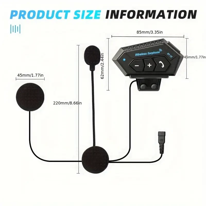 Auriculares inalámbricos para casco de motocicleta con llamadas manos libres y reproductor de música