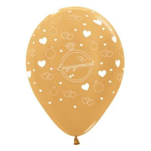 Globos de látex metálicos dorados de 30 cm para compromiso (paquete de 6)