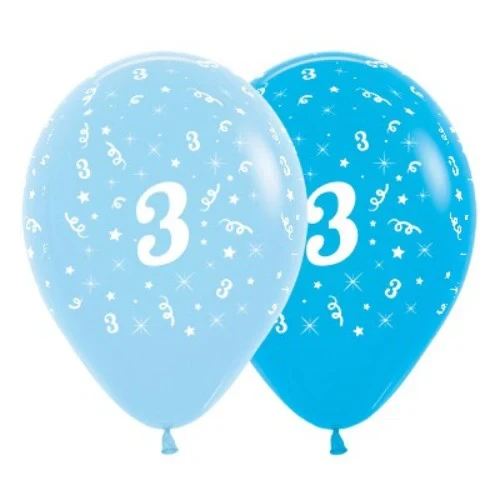Globos azules de 3 años - Paquete de 6