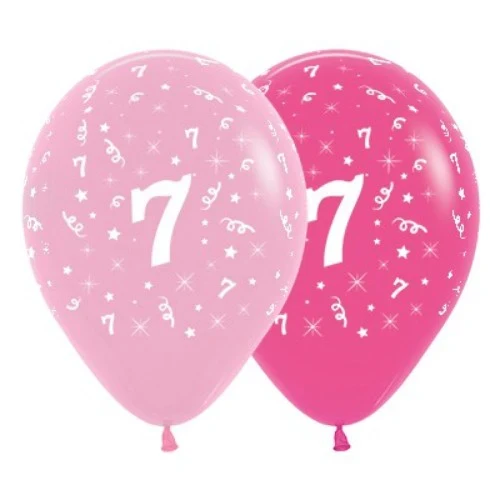 Globos de 7 años color rosa - Paquete de 6