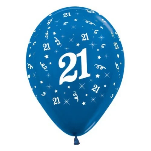 Globos de 21 años azul metalizado perlado - Paquete de 25