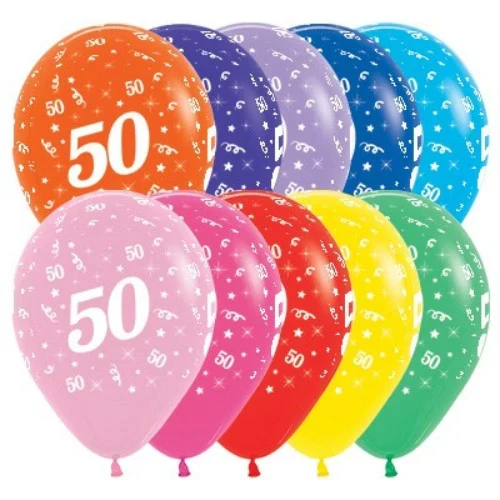 Surtido de globos de moda para los 50 años - Paquete de 25