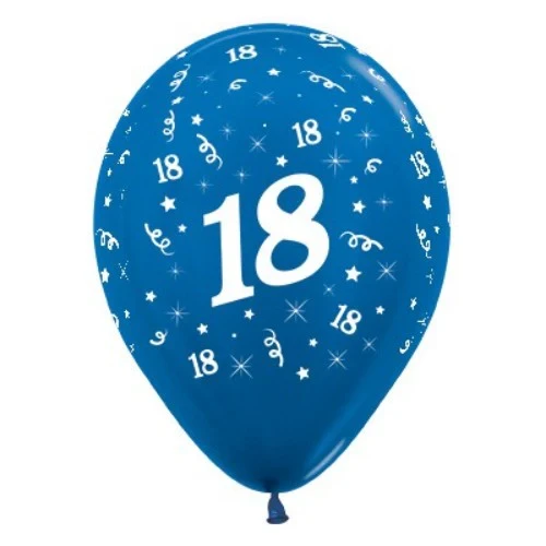 Globos de 18 años, color azul metalizado perlado - Paquete de 25