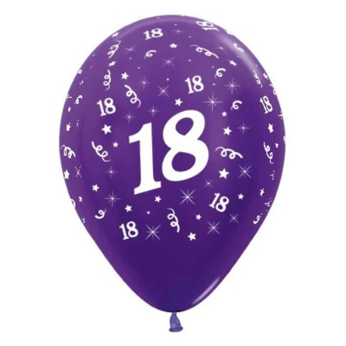 Globos para 18 años, color morado, violeta y perlado metálico - Paquete de 25