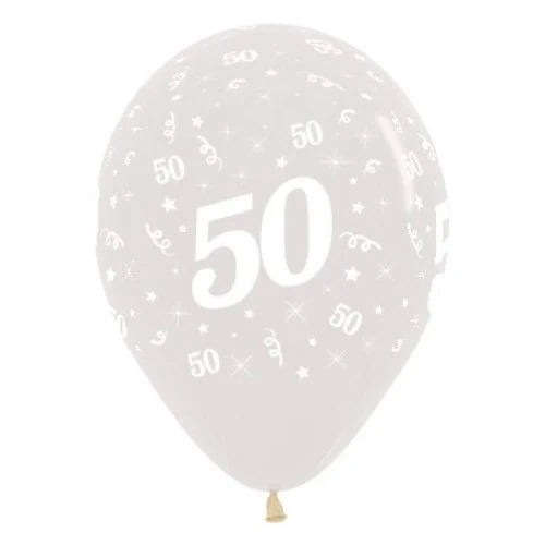 Globos de 50 años, color cristalino, paquete de 25