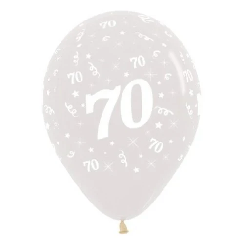Globos de 70 años, color cristalino, paquete de 25