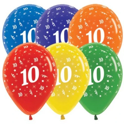Globos surtidos de cristal de joya para 10 años (paquete de 25)