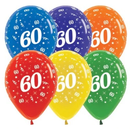 Globos de cristal con diseño de joya para 60 años (paquete de 25)