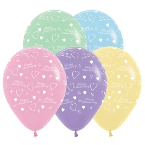 Globos de látex de aniversario de 30 cm en colores pastel (paquete de 25)