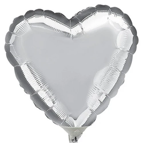 Globo de papel de aluminio plateado con forma de corazón de 22 cm (plano)