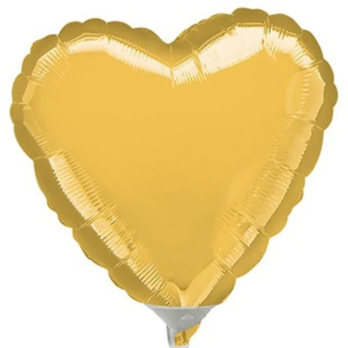 Globo plano de lámina dorada con forma de corazón de 22 cm