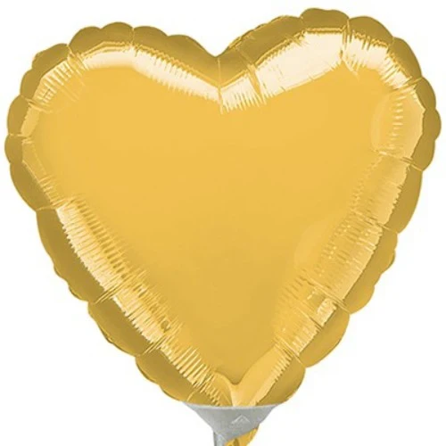 Globo plano de lámina dorada con forma de corazón de 10 cm