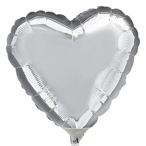 Globo de papel de aluminio plateado con forma de corazón de 10 cm (plano)
