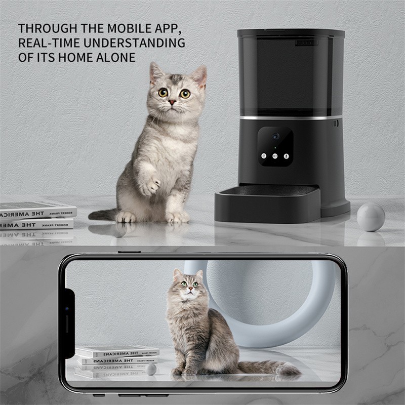 Dispensador automático de comida para mascotas con cuenco wifi