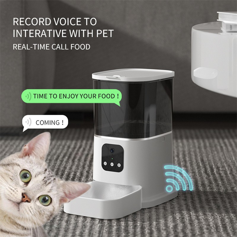 Dispensador automático de comida para mascotas con cuenco wifi
