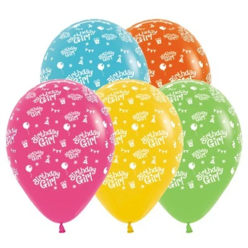 Surtido de globos tropicales de cumpleaños para niña de 30 cm (paquete de 25)