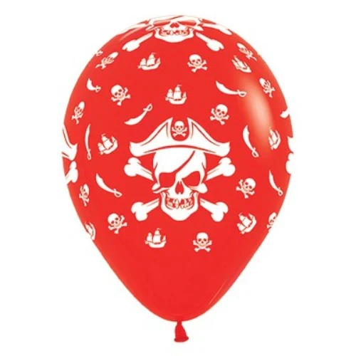 Globos de látex de moda rojos con temática pirata de 30 cm (paquete de 25)