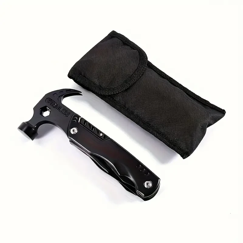 Alicates multifunción para martillo de garra: martillo para acampar al aire libre, herramienta plegable con cuchillo y alicates
