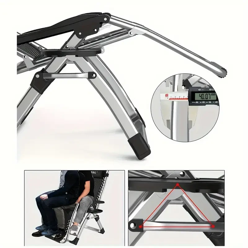 Sillón plegable de exterior de primera calidad Zero Gravity Chair para césped, reclinable y ajustable con cojín opcional