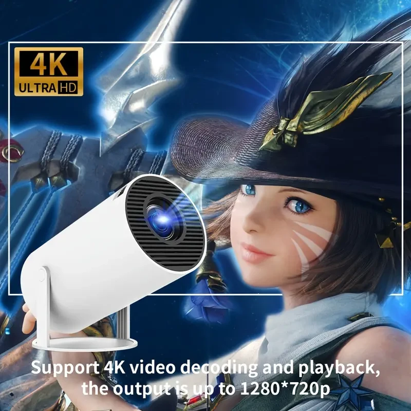 Proyector portátil Android 4K - WIFI6, BT5.0, 720P compatible con 1080P HD