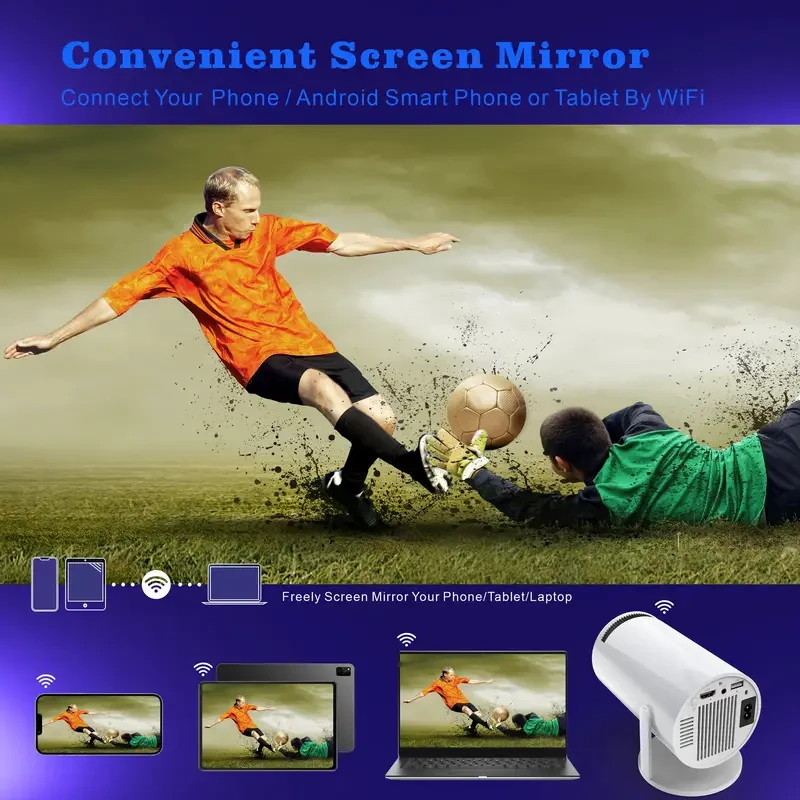 Proyector portátil Android 4K - WIFI6, BT5.0, 720P compatible con 1080P HD