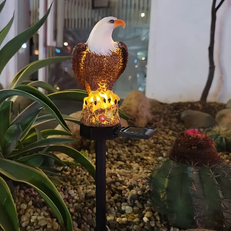 Lámpara de jardín con forma de águila de resina y energía solar - Lámpara LED decorativa para exteriores