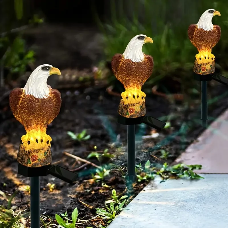 Lámpara de jardín con forma de águila de resina y energía solar - Lámpara LED decorativa para exteriores