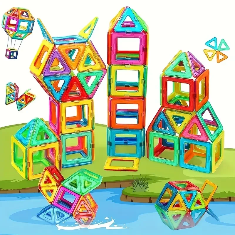 Bloques de construcción magnéticos grandes - Juego de construcción educativo STEM 3D