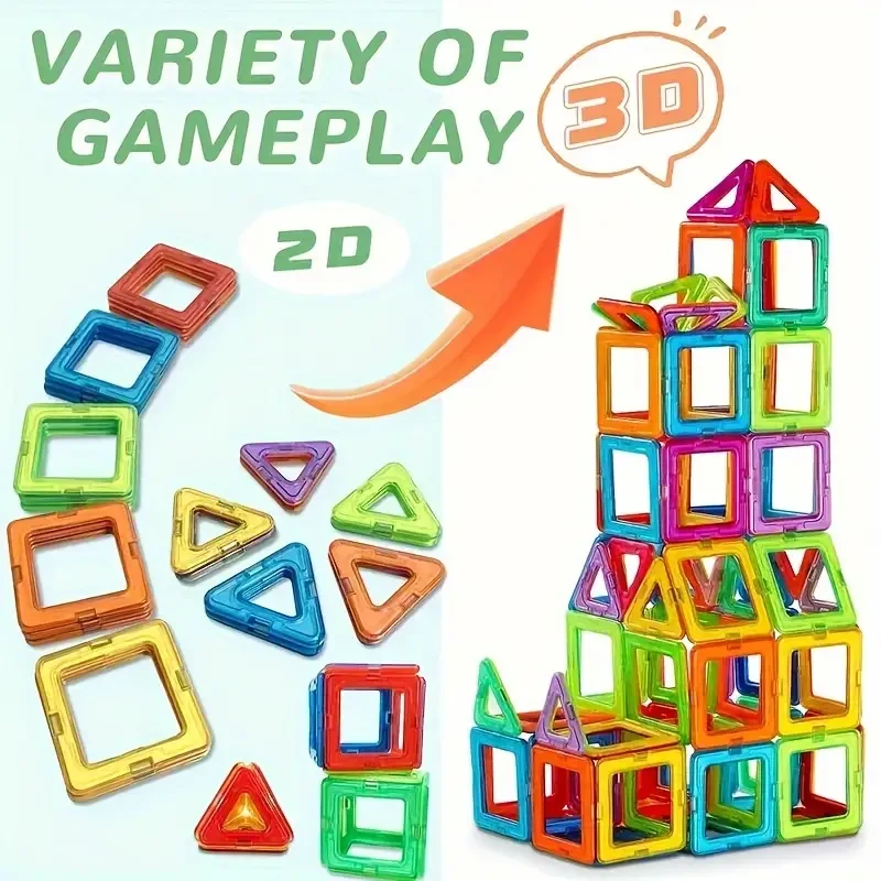 Bloques de construcción magnéticos grandes - Juego de construcción educativo STEM 3D
